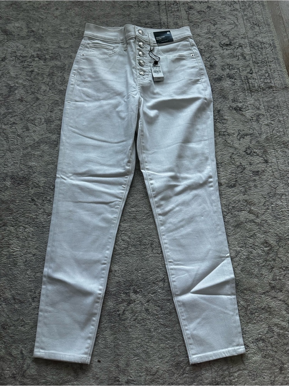 White High-Rise Button-Fly Cropped Women’s Jeans
